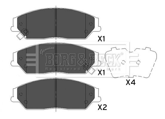 BORG & BECK Комплект тормозных колодок, дисковый тормоз BBP2493